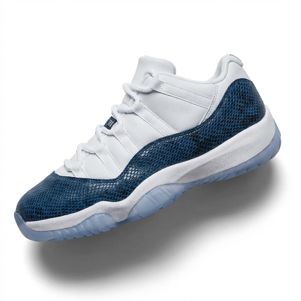 Classic blue and white Air Jordan 11 sneakers.