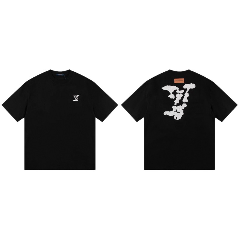 Louis Vuitton Auspicious Cloud Print Trendy Style Black T-Shirt