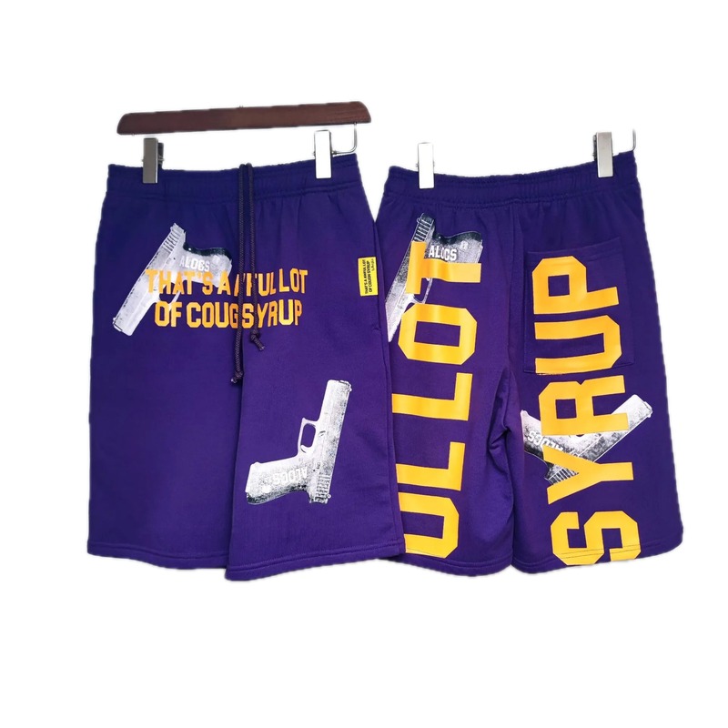 COUGH SYRUP Print Street Style Purple Shorts