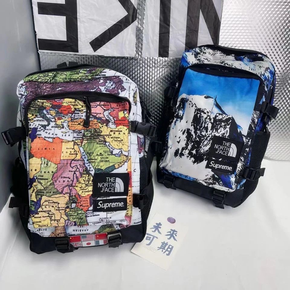 Colorful Map-print Backpack Supreme x The North Face Backpack for Streetwear Looks