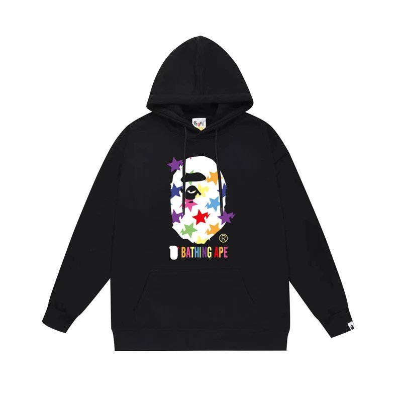 Bape Colorful Alien Style Black Hoodie