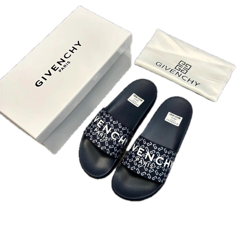 Givenchy Monogram All-over Print Trendy Navy Blue Slide Slippers