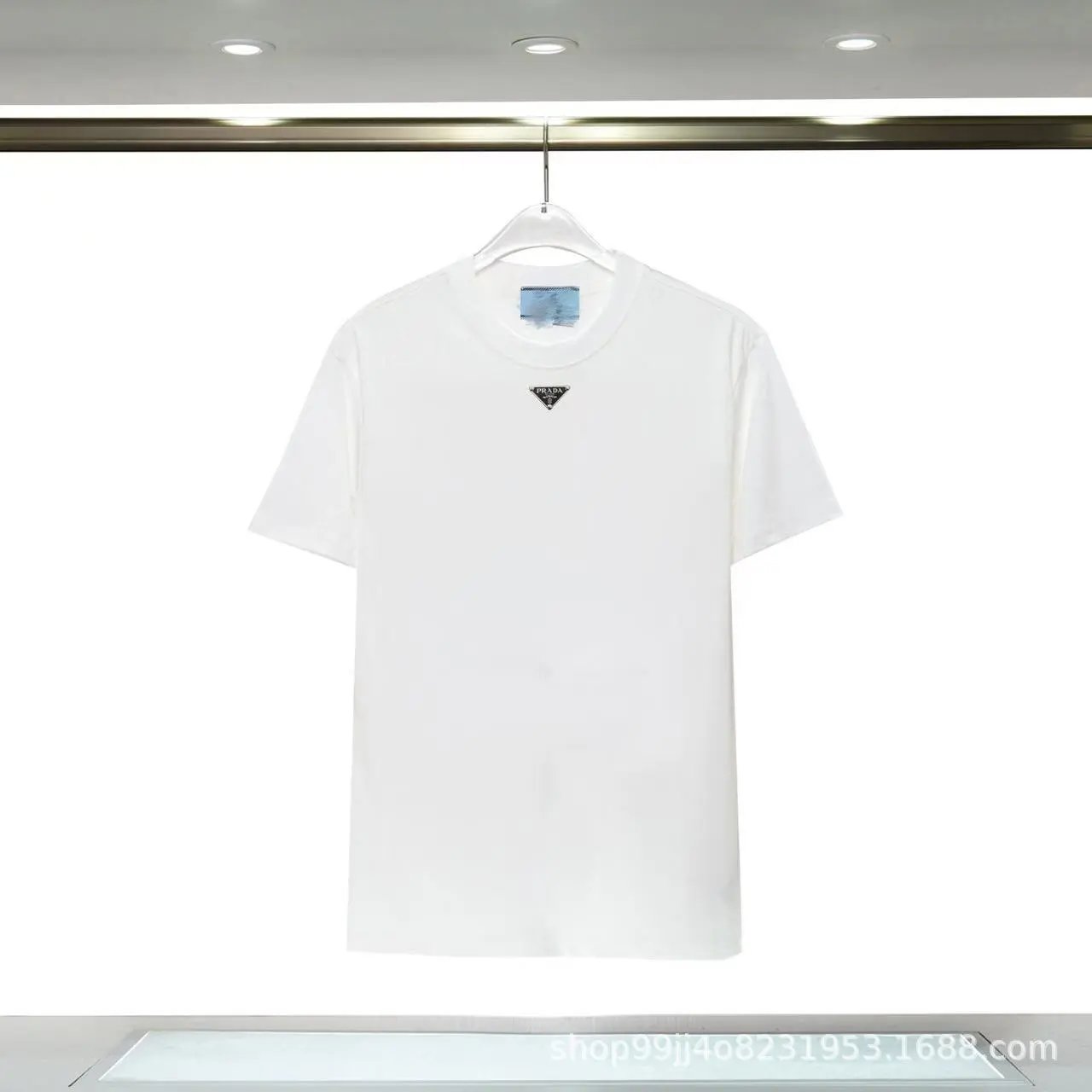 Prada Triangle Logo Minimalist Style White T-Shirt