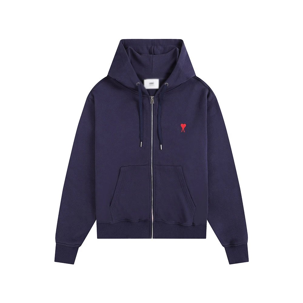 AMI Love Embroidery Style Dark Blue Hoodie