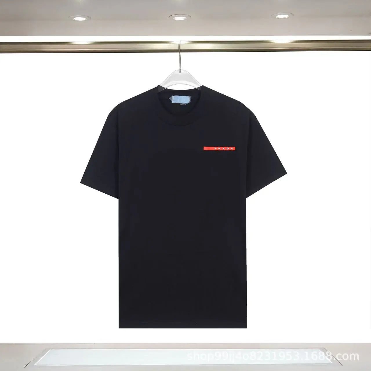 Prada Red Tab Minimalist Style Black Short-sleeve T-shirt