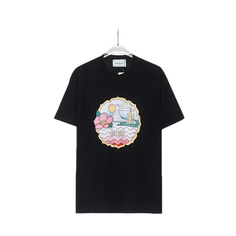 Casablanca Print Retro Style Black T-shirt