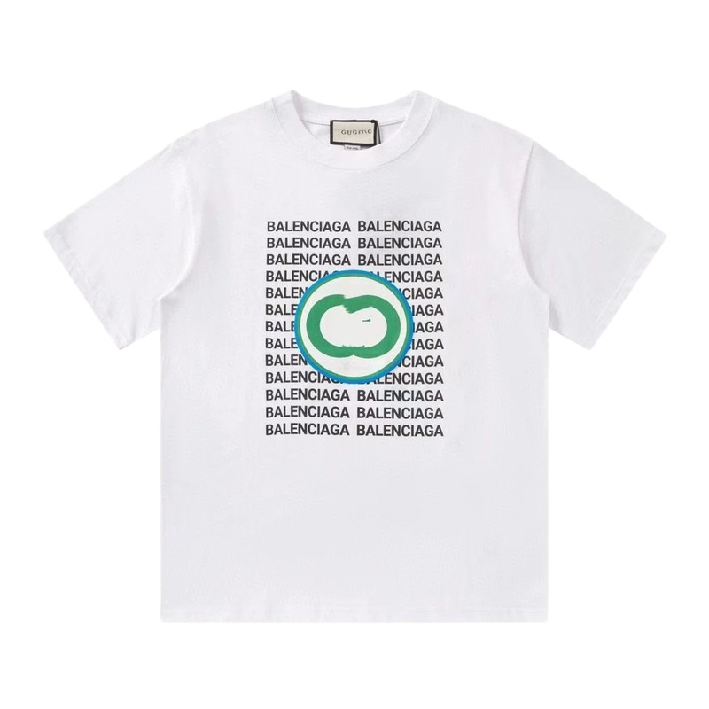 Balenciaga All-over Print Trendy Style White T-Shirt