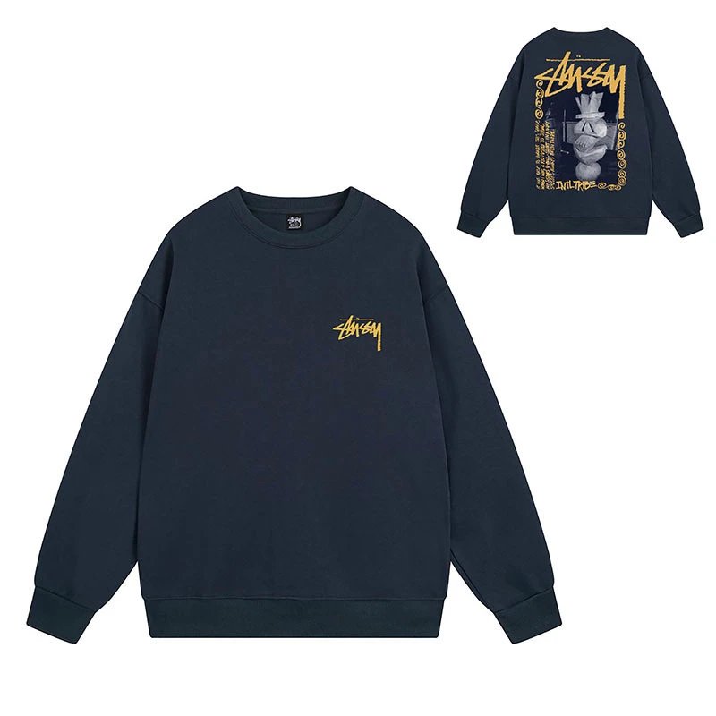Stussy Navy Style 540 Graphic SweatShirt Visual Accent