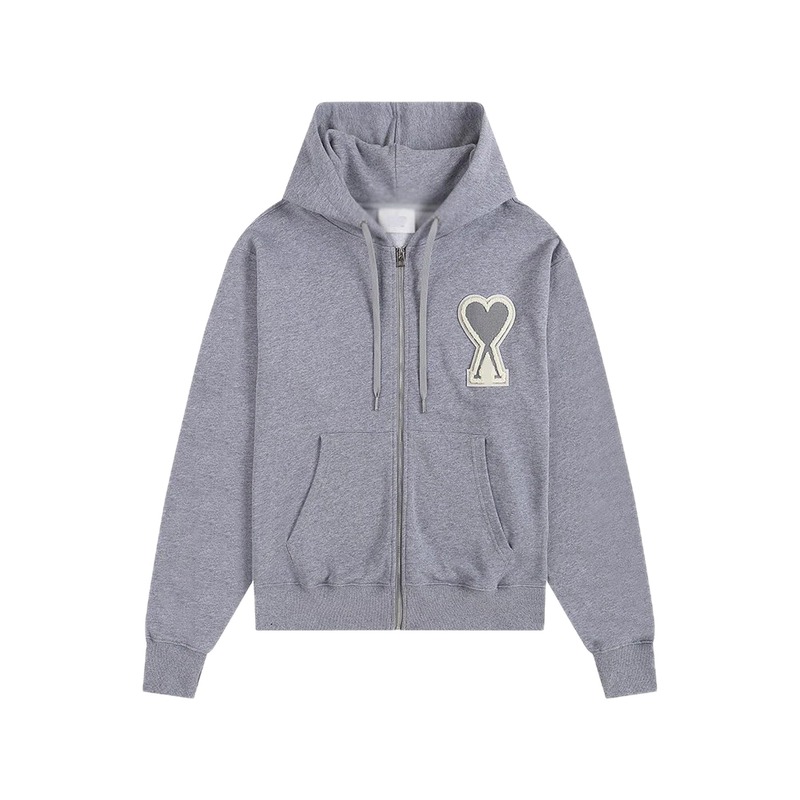 AMI Love Series Grey Zip-Up Hoodie