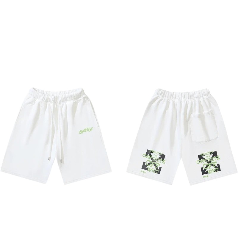 Off-White 008 style white trendy brand shorts