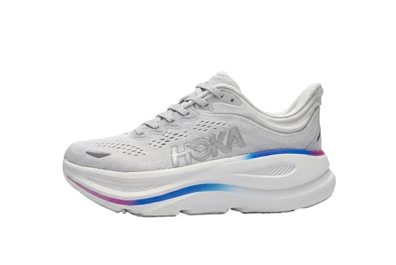 HOKA Bondi series retro-style gray shoes