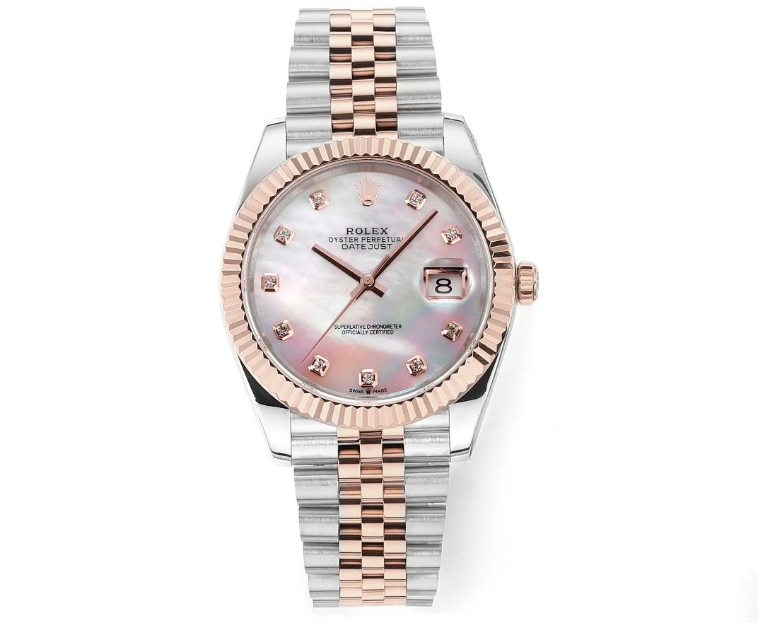 Rolex Datejust Automatic Watch - pink mother-of-pearl dial and two-tone bracelet for gifting