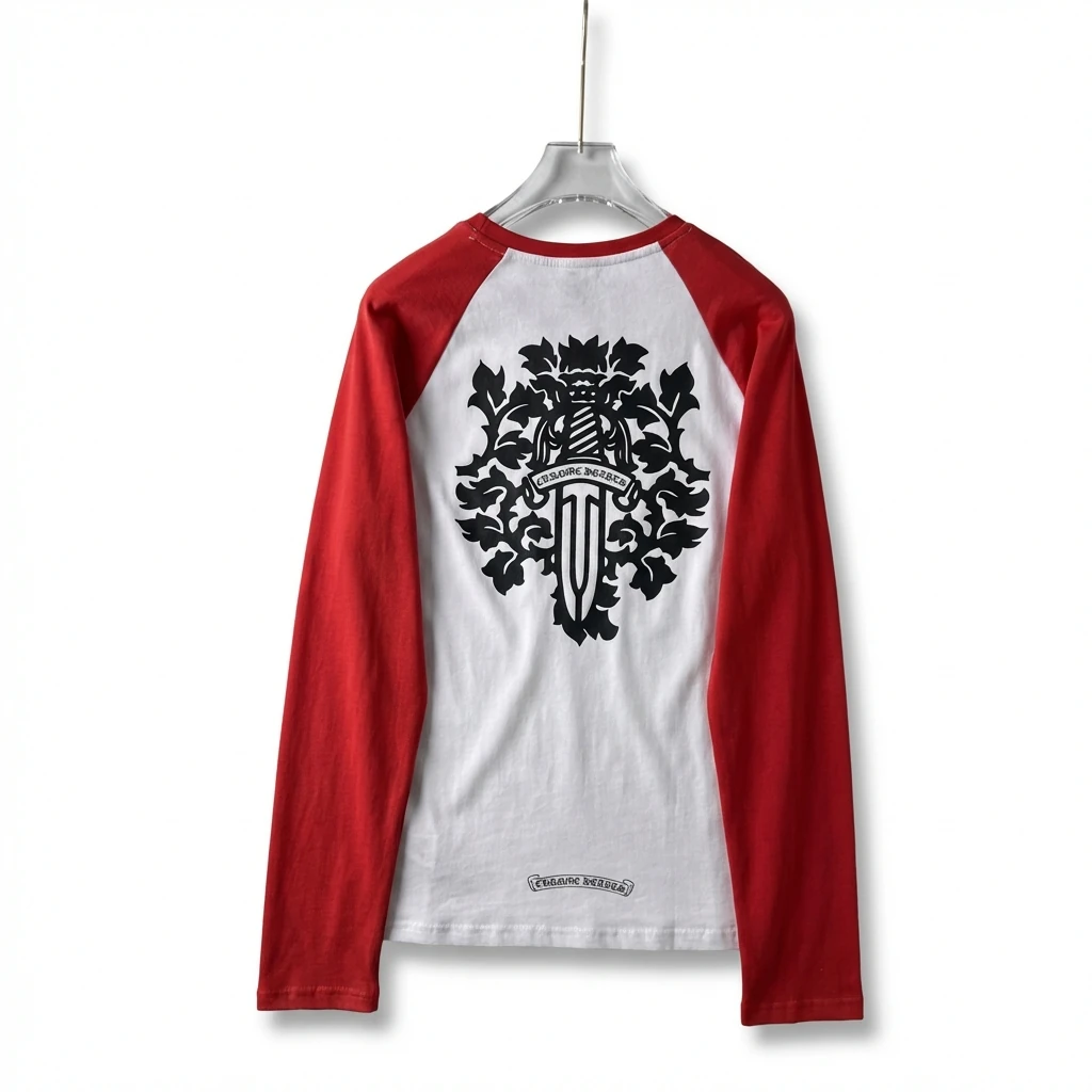 Chrome Hearts retro red and white long-sleeved shirt