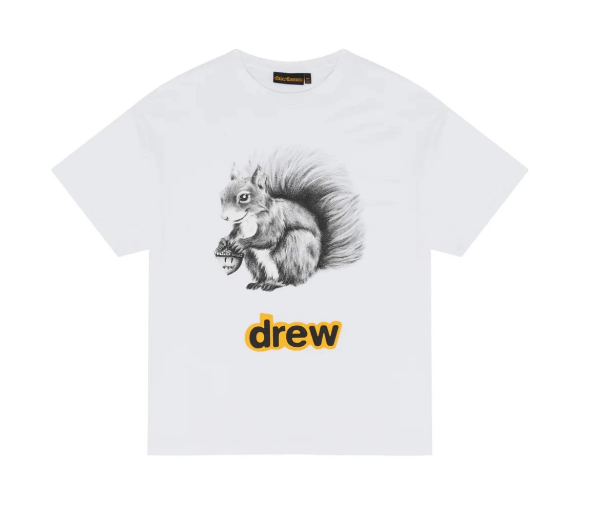 DREW Squirrel Print Street Style White T-Shirt