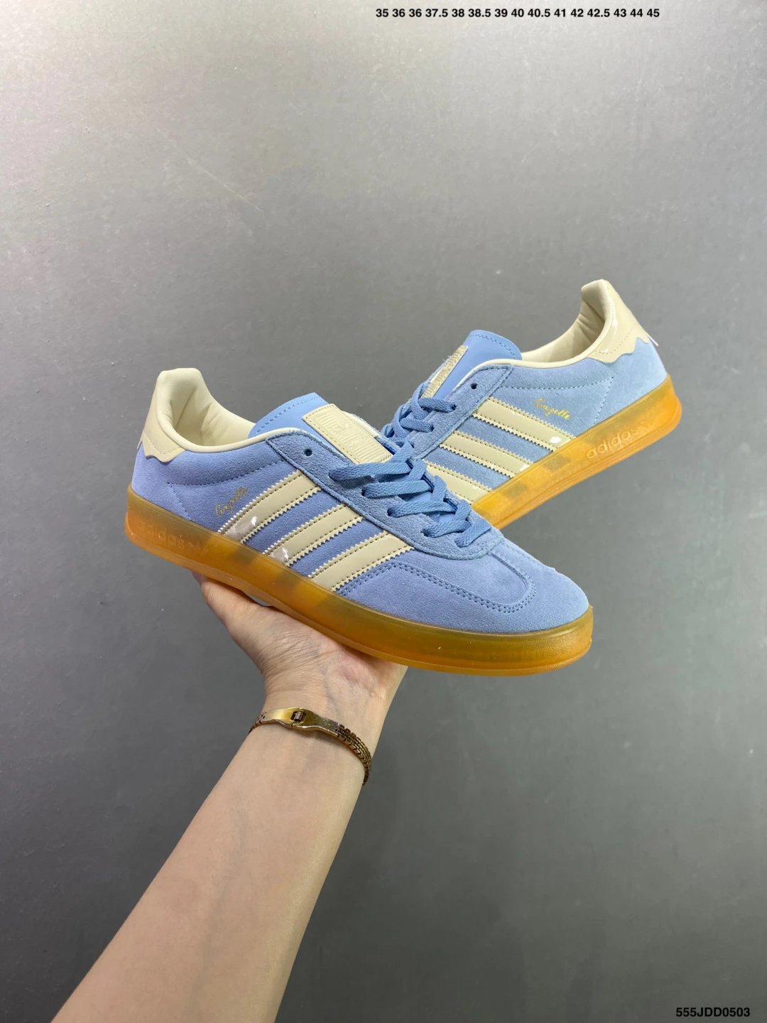 Adidas Low-Profile Sneakers with Retro Side Stripes in Blue and Yellow