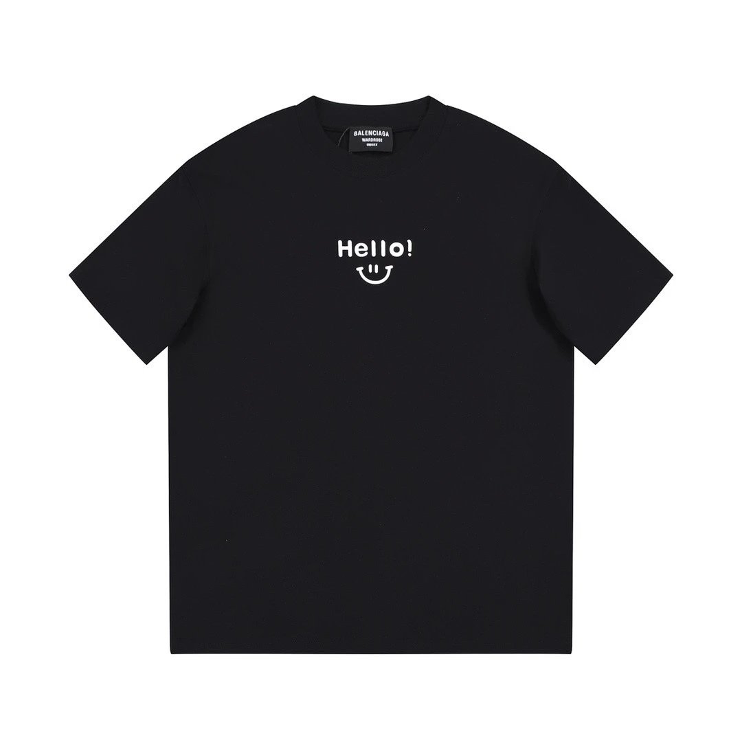 Balenciaga Smiley Print Street Style Black T-Shirt