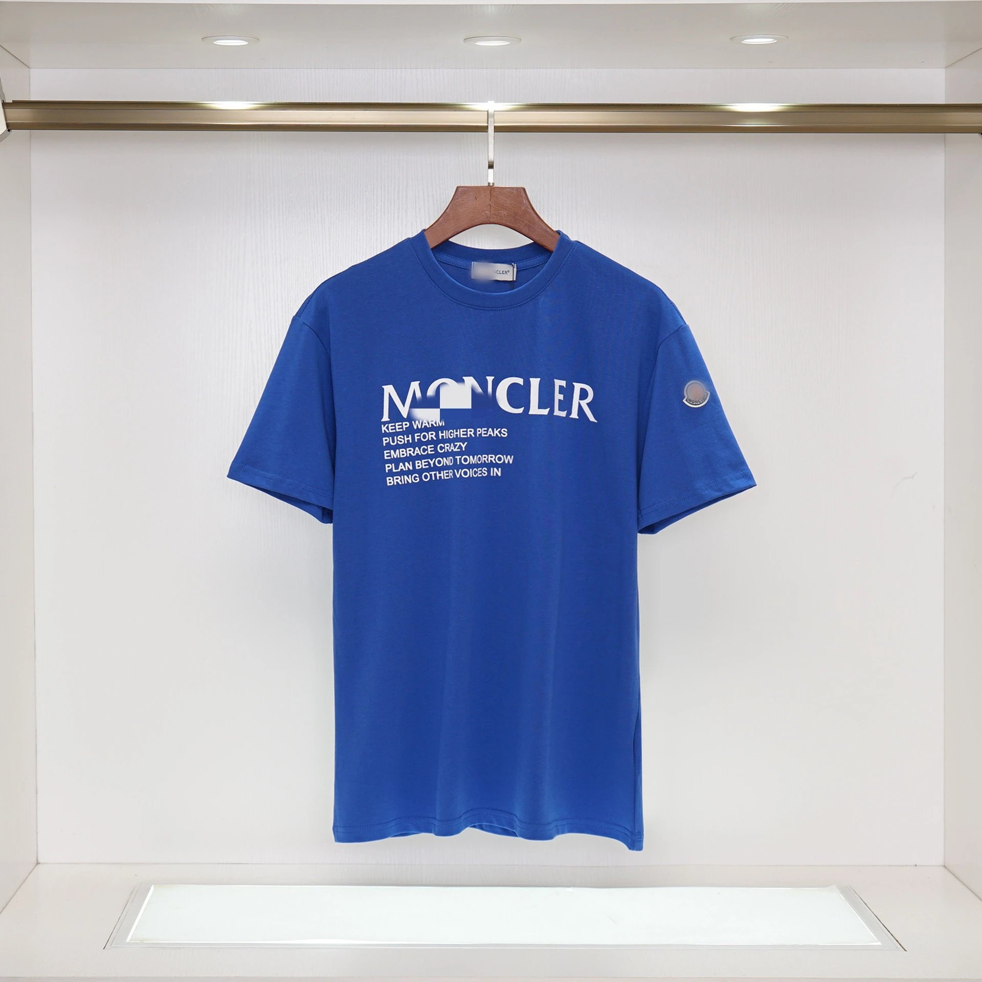 Moncler Letter Print Casual Blue Short-sleeve T-shirt