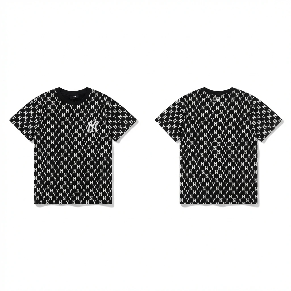 MLB full - print style black and white T - shirt