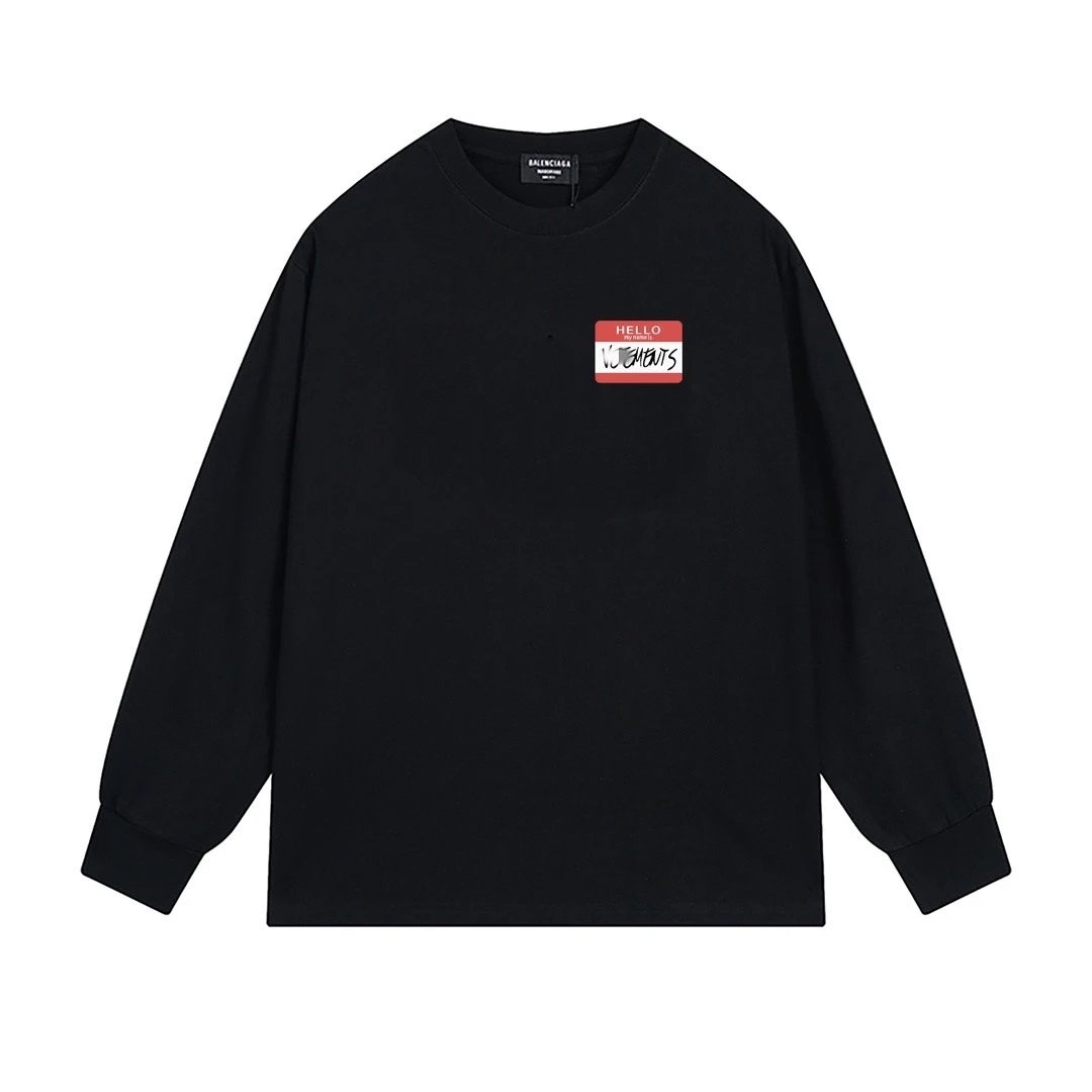 Balenciaga simple-style black long-sleeve