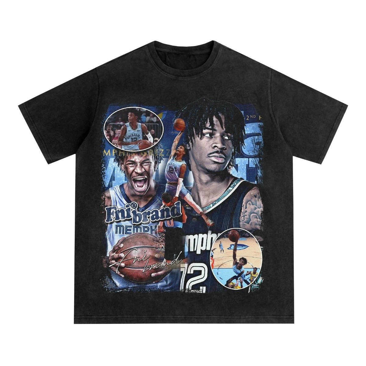Tupac Classic Portrait graphic T-shirt Black Tupac Collage for Daily Styling