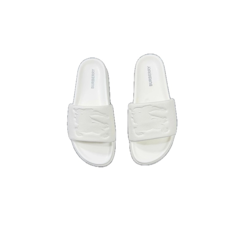 Burberry Embossed Equestrian Knight Minimalist White Slides