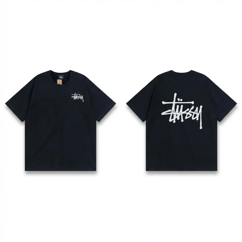Stussy basic style simple black T-shirt