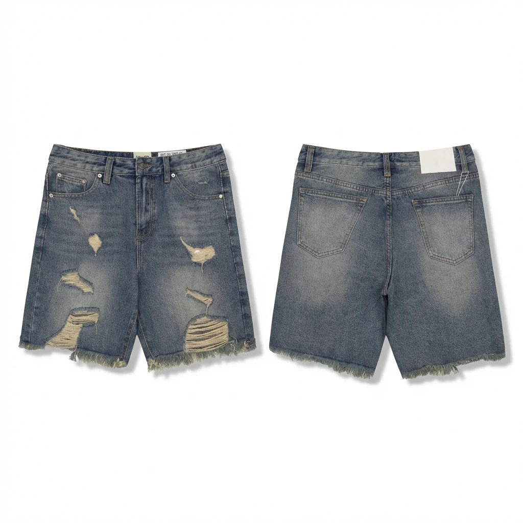 Gallery Dept Ripped and Distressed Denim Shorts