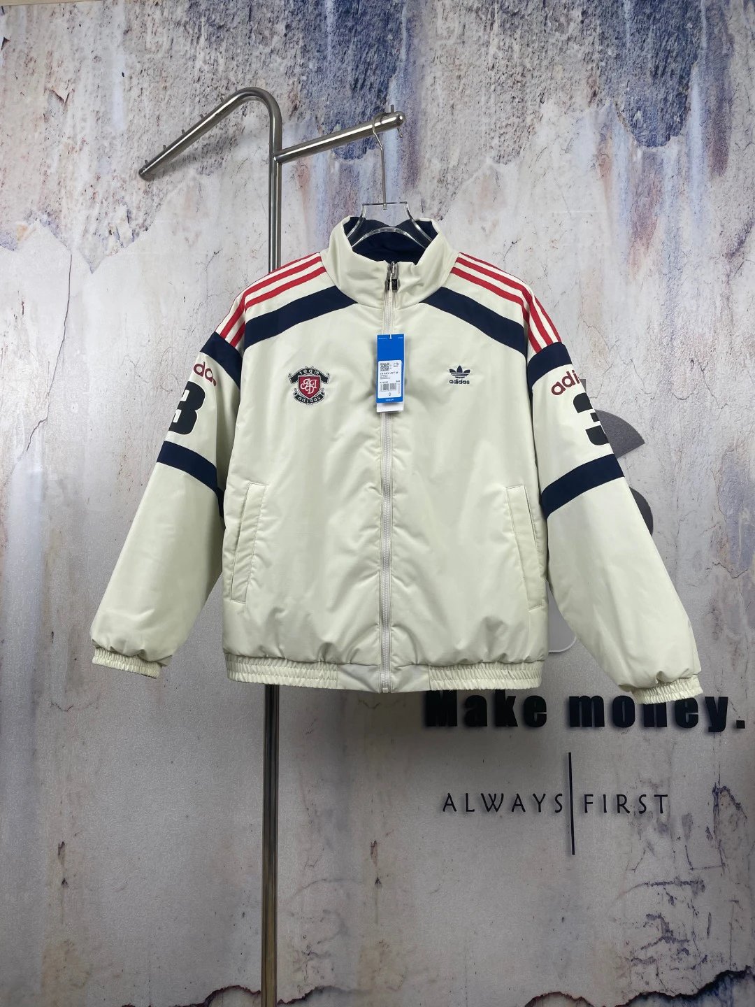 Motorsport Jacket in Cream with striped sleeves - Adidas