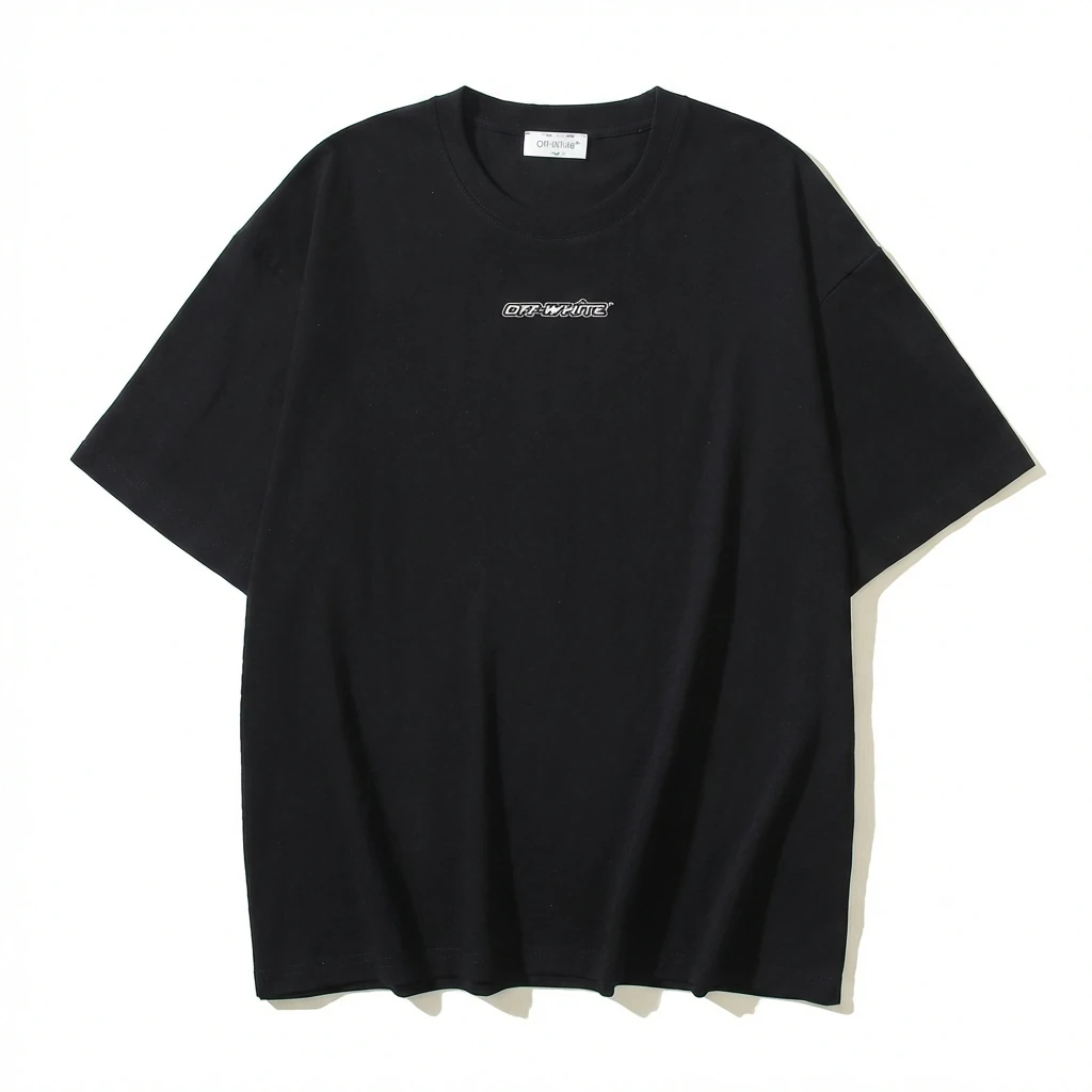 Off-White minimalist style black T-shirt