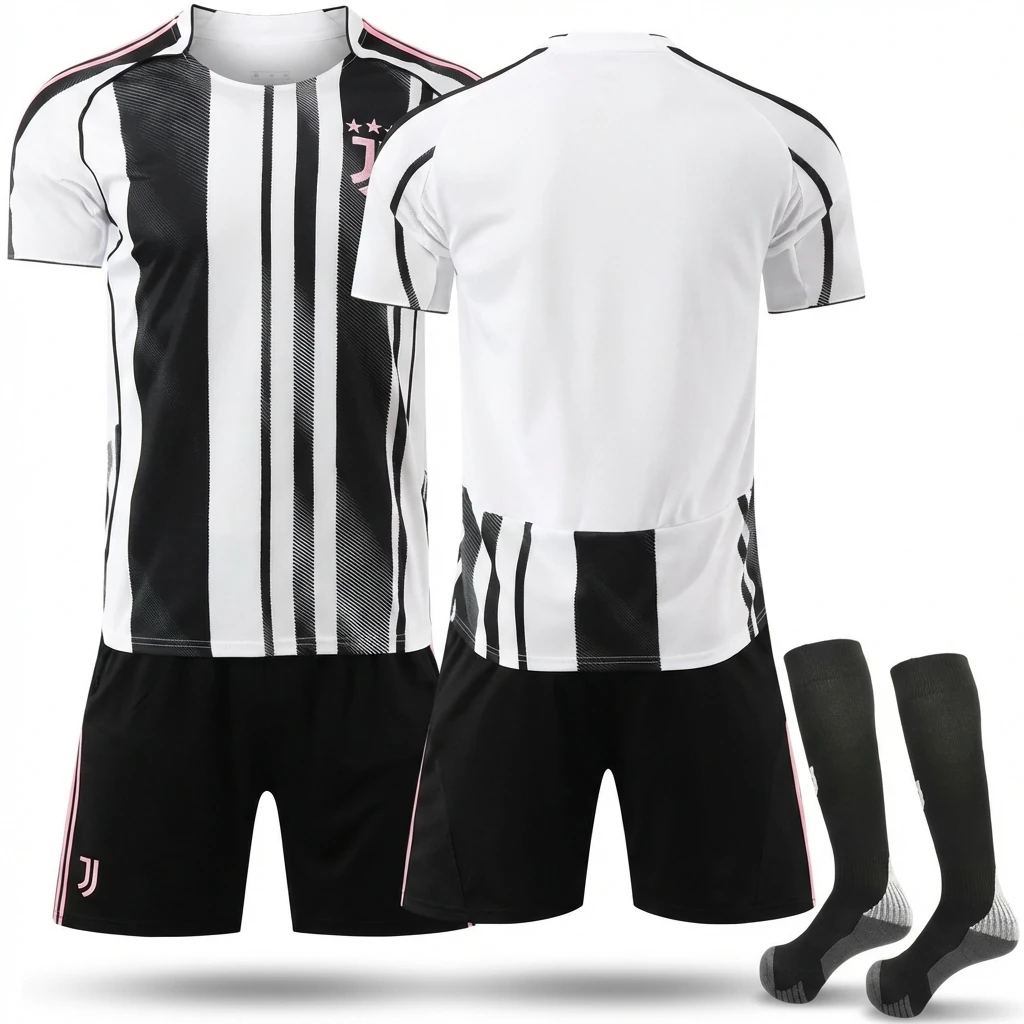Juventus black and white striped football jerseys