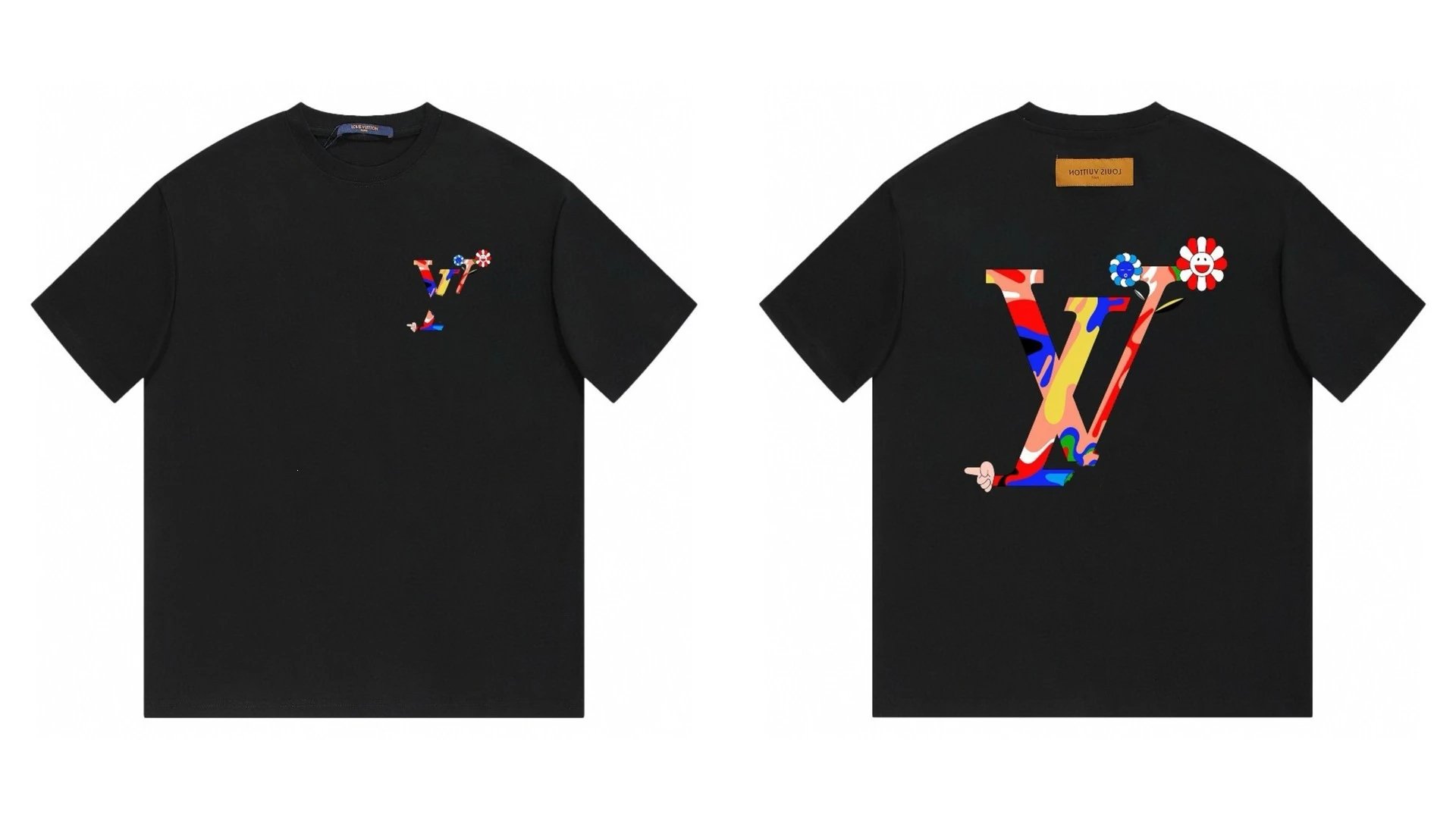 Louis Vuitton Sunflower Co-branded Trendy Black T-shirt