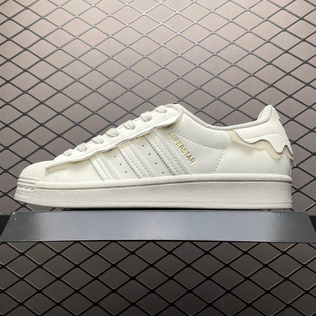 Adidas White Shell-Toe Sneakers Defined by Contrast Heel Tab