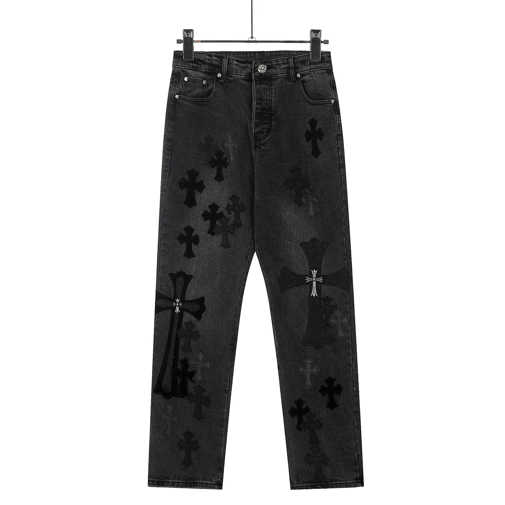 Chrome Hearts Logo Detail Graphic jeans Light Denim Jeans with Relaxed Feel
