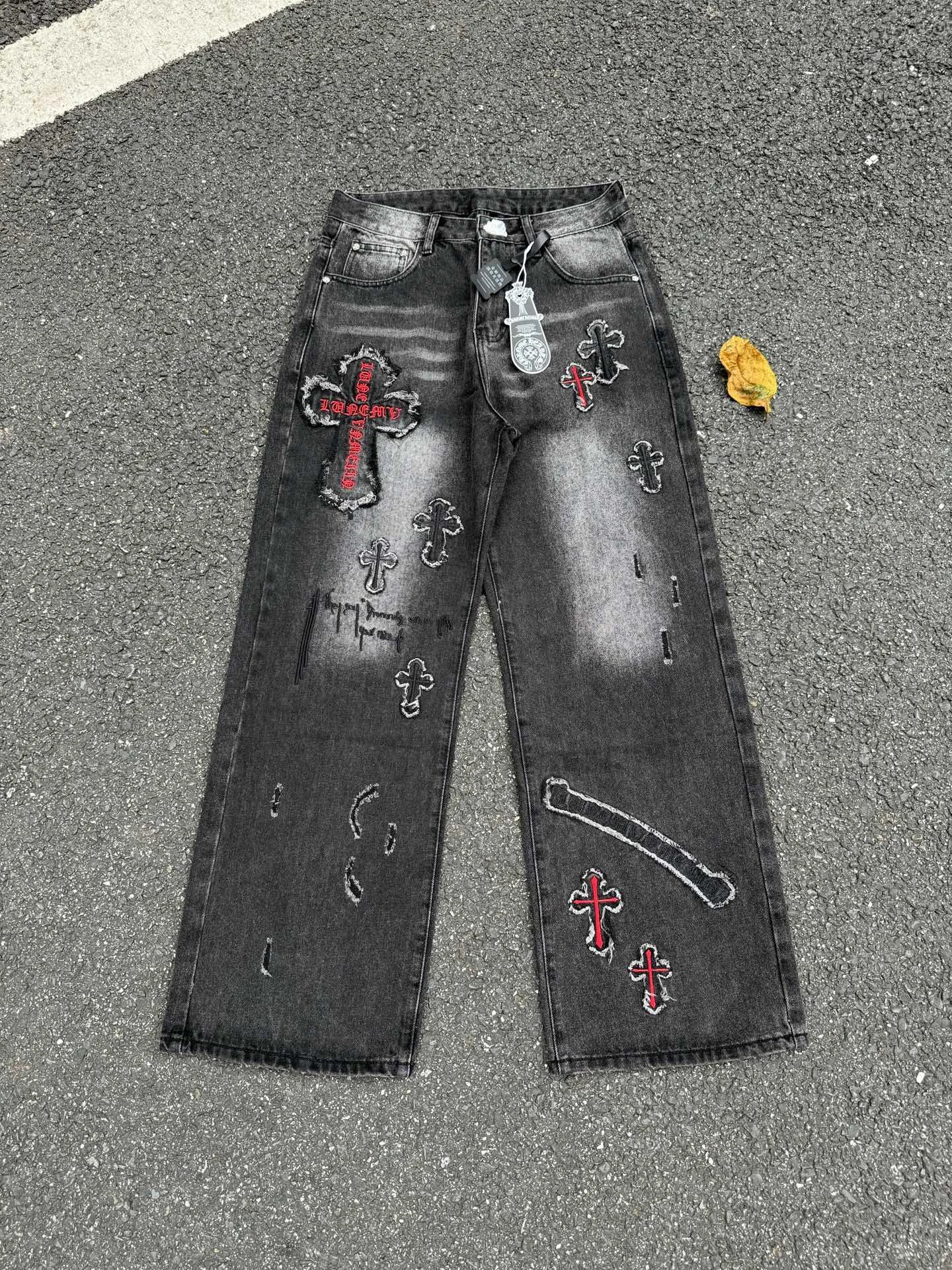 Chrome Hearts Black Wash Weekend Cross Graphic Jeans
