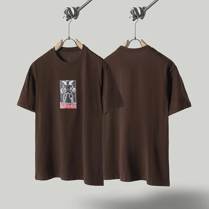 Travis Scott Printed Street Style Brown T-Shirt