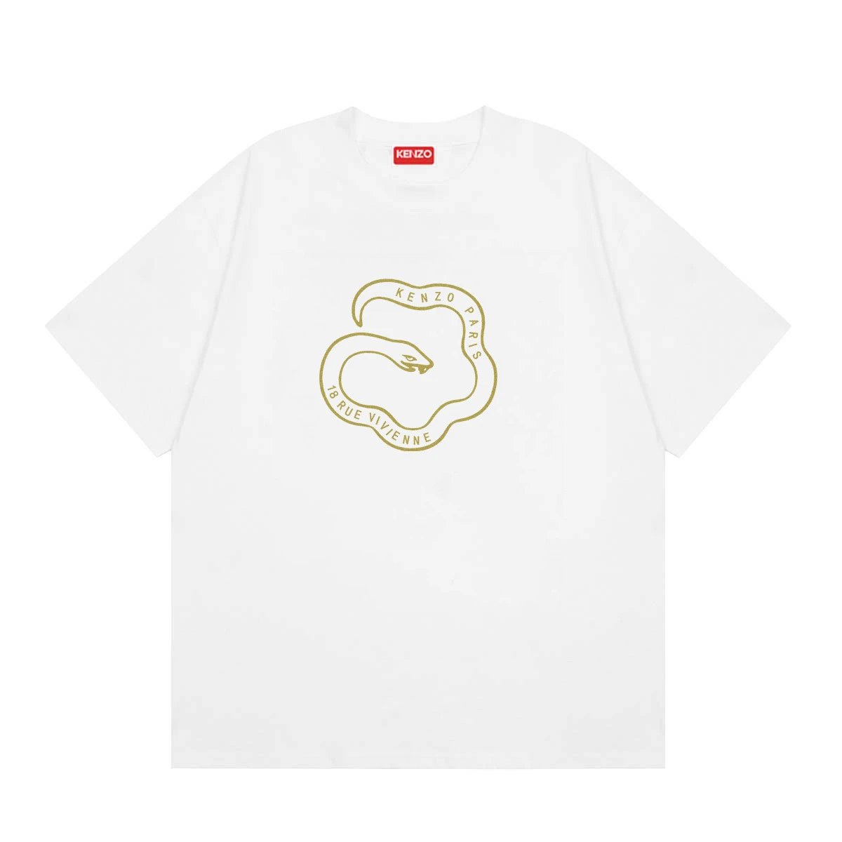 KENZO Spirit Snake Print Casual Style White T-Shirt