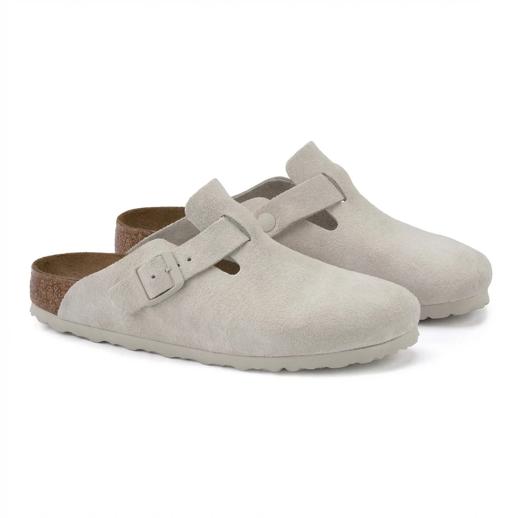 BIRKENSTOCK retro-style beige slippers