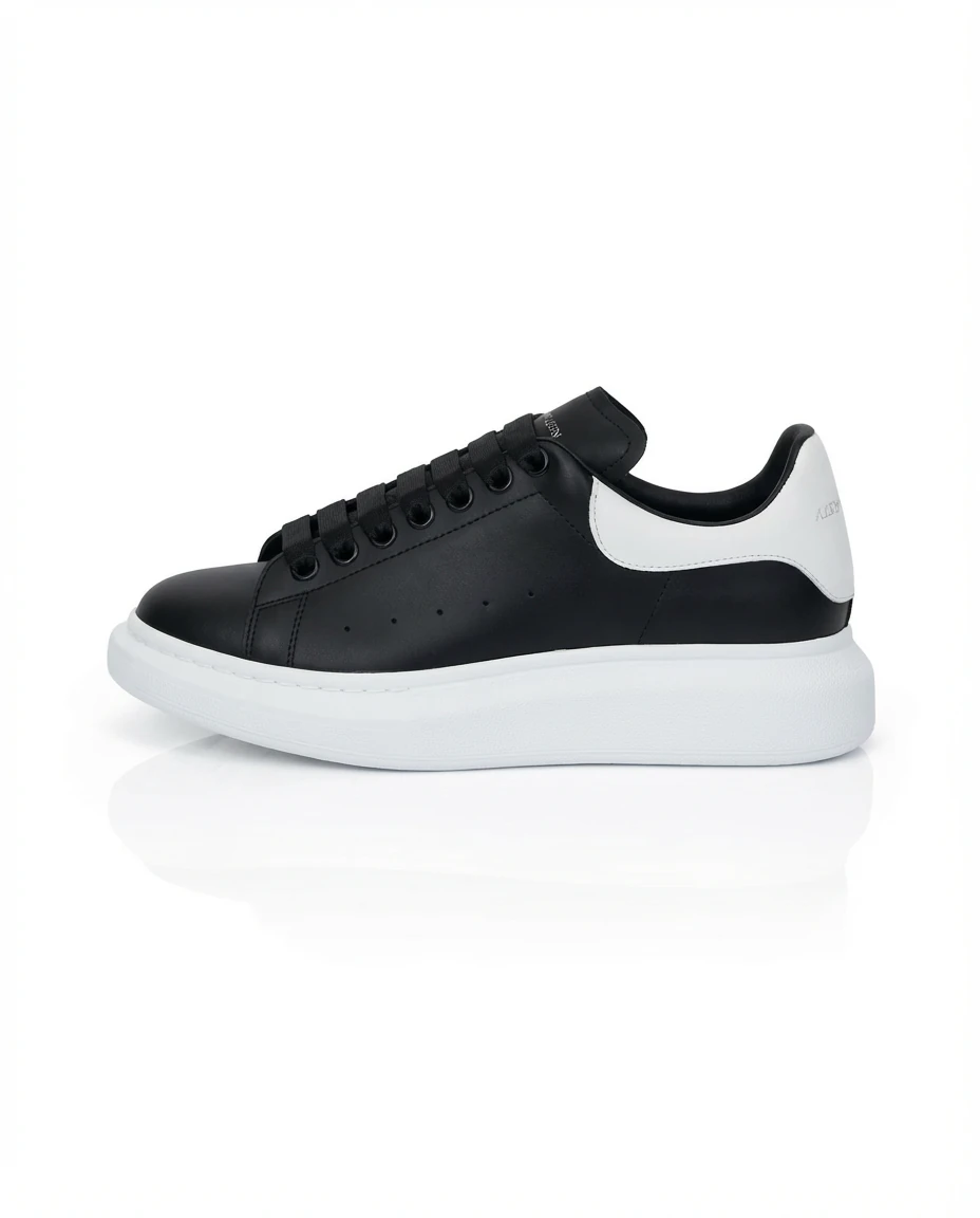 McQueen Black and White Trendy Brand Sneakers