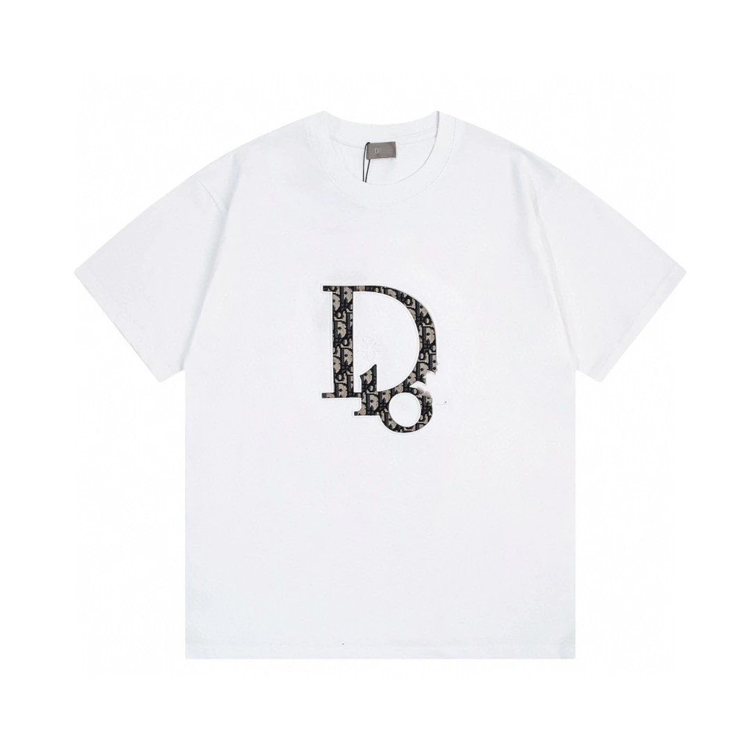 Dior Monogram Light Luxury Style White Short-sleeved T-shirt
