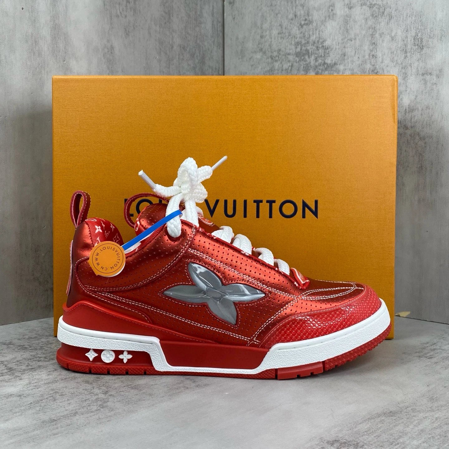 Red Low-top Sneaker by Louis Vuitton with Red Leather Low-top