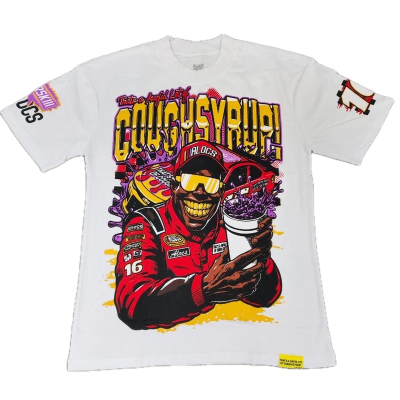 ALOCS Racing Graffiti American Street Style White T-Shirt