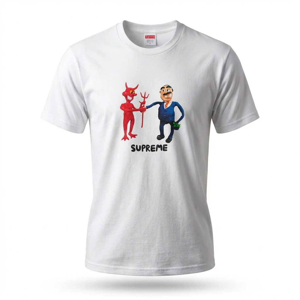 Supreme cartoon print white T-shirt