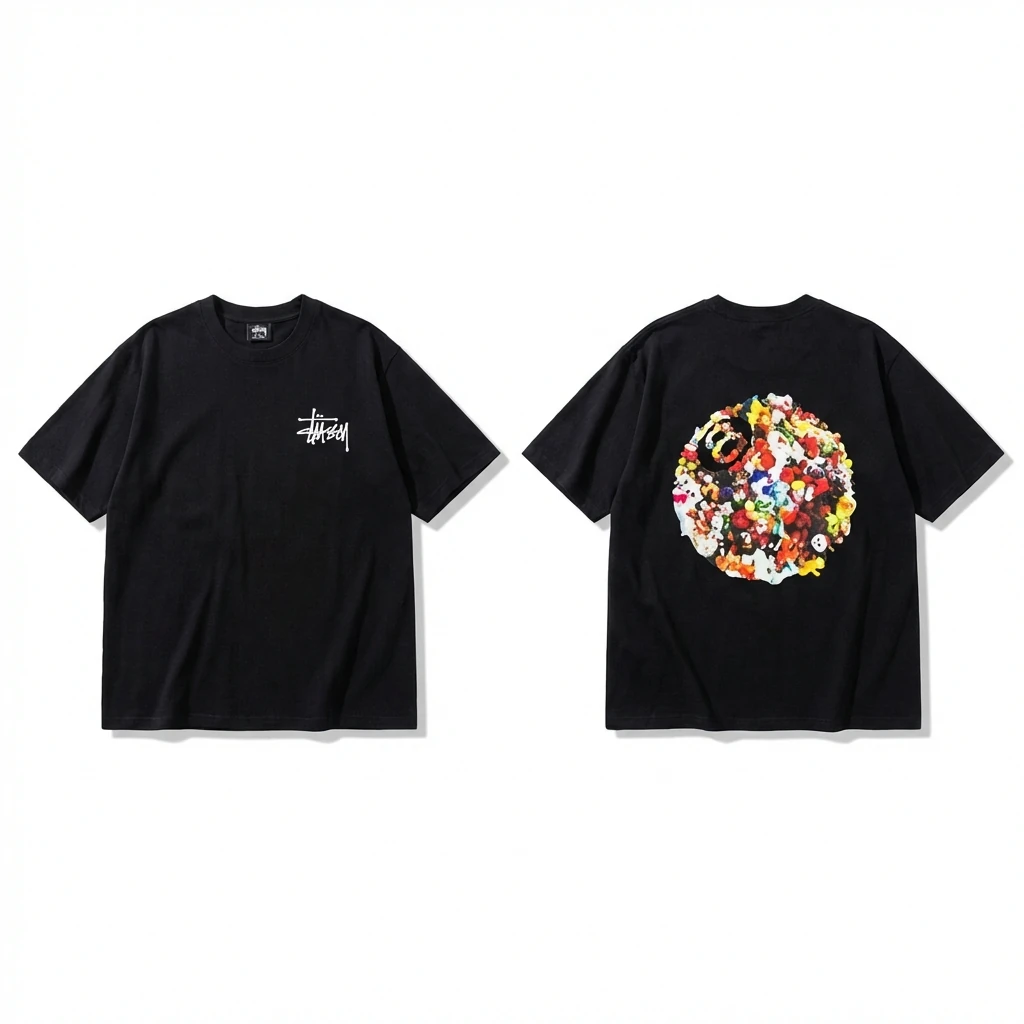 Stussy graffiti-style black T-shirt