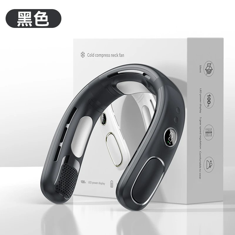 Outdoor Relief Wearable Neck Fan Black Cooling Version