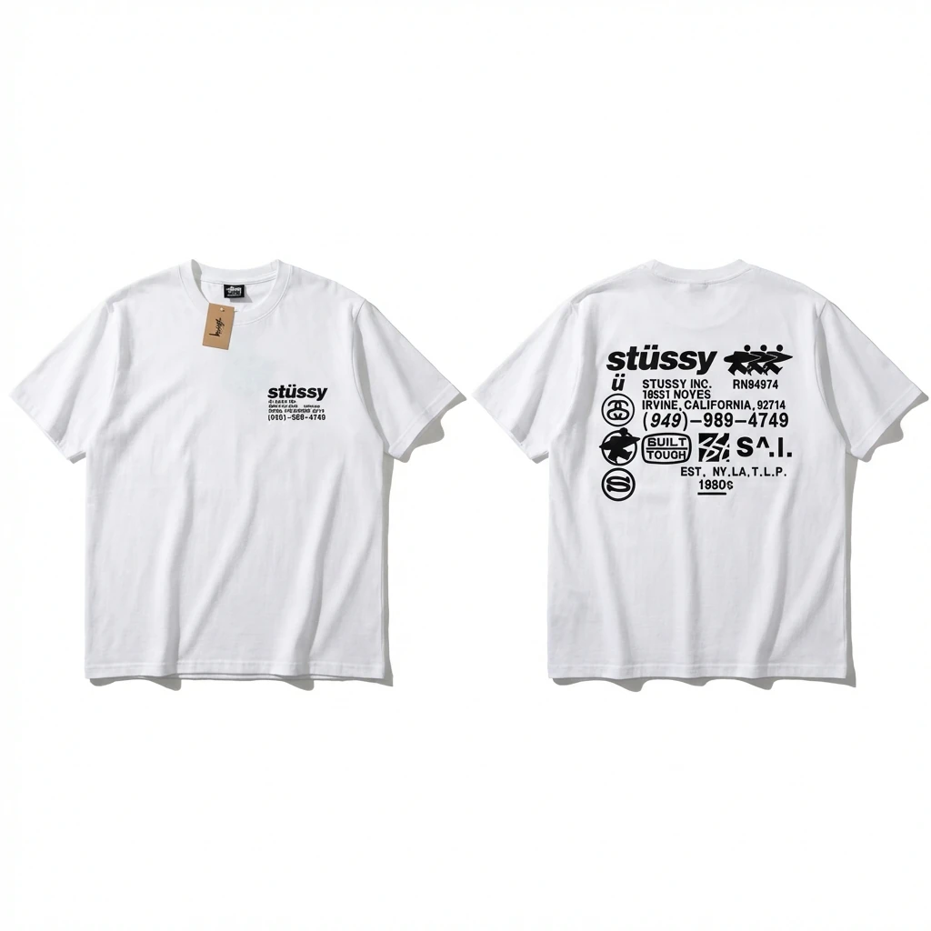 Stussy basic style, simple style, white T-shirt