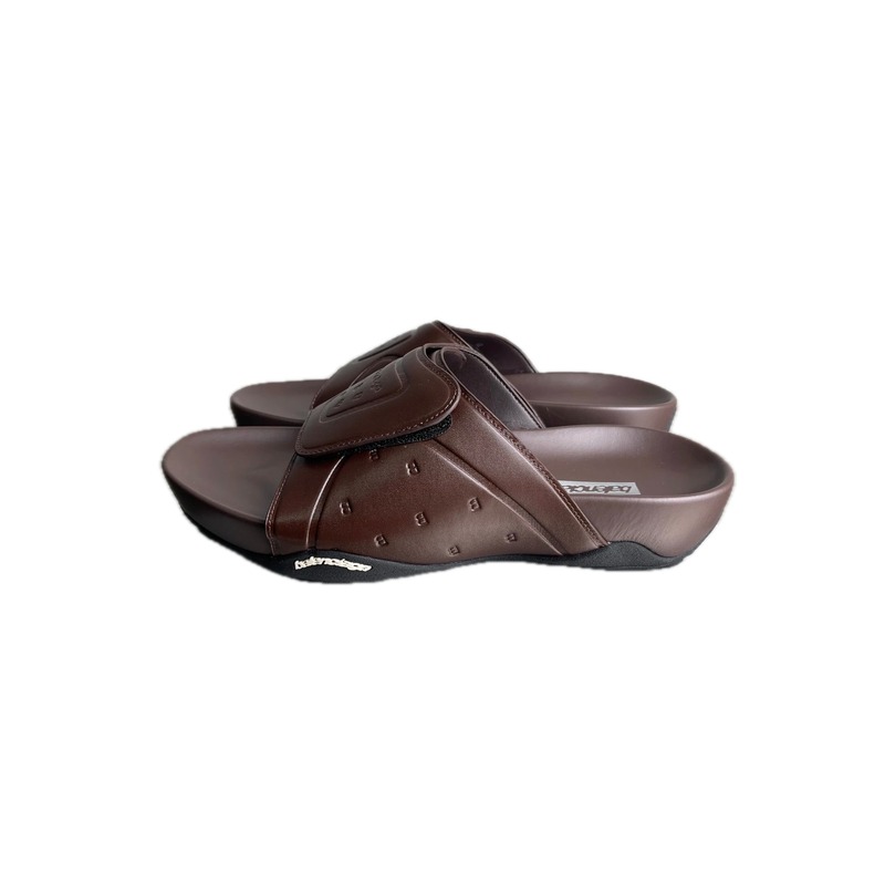 Balenciaga Embossed Street-Chic Brown Slippers
