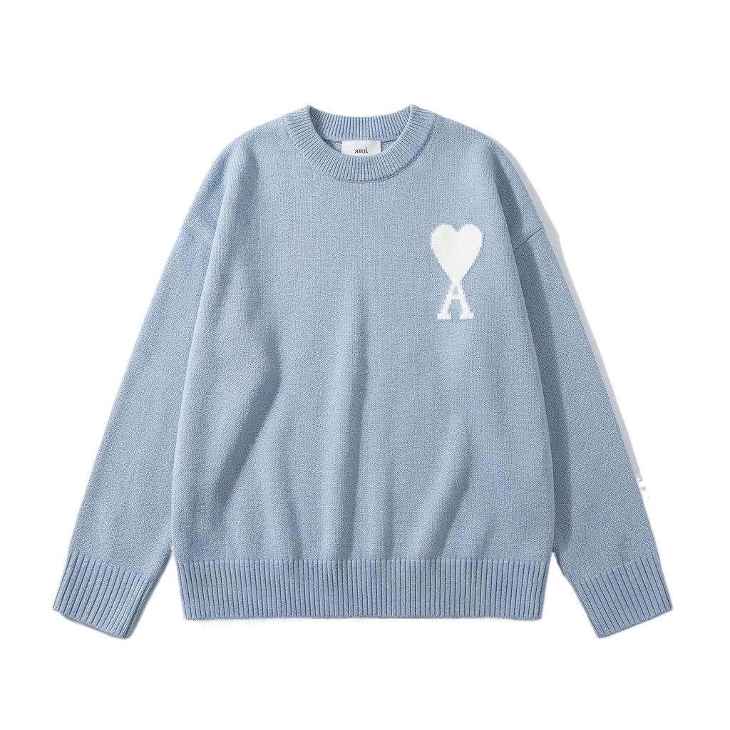 AMIRI Love Simple Style Blue Sweater