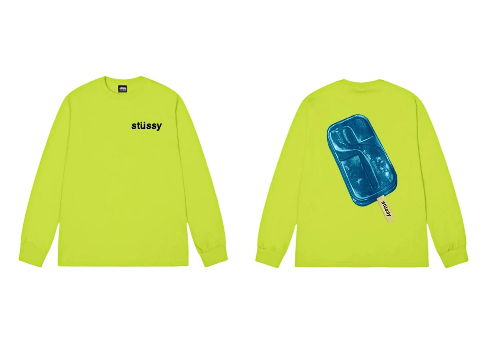 Stussy Ice Cream Series Fluorescent Green Long-sleeve Shirt