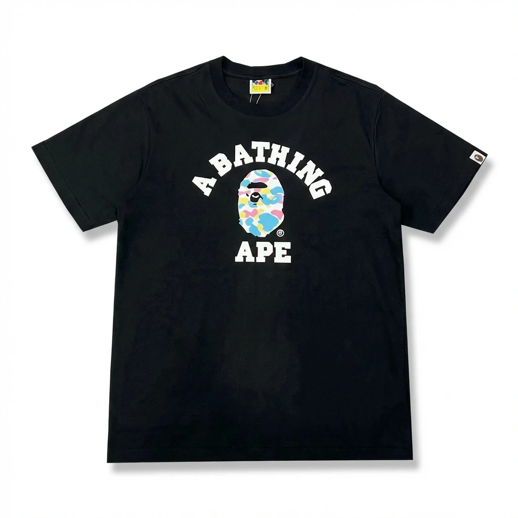 Bape Ape Camouflage Style Black T-shirt