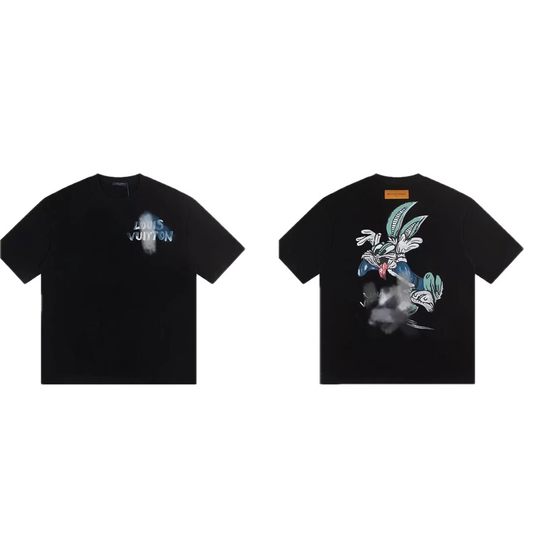 Louis Vuitton Trendy Style Cartoon Print Black T-Shirt
